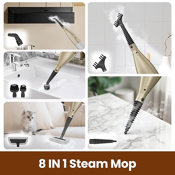 DEVOAC VM6 SCRUBBING STEAM MOP WITH ROTATING MOP PADS, 10 IN 1 STEAM MOP, LIGHTWEIGHT SPIN MOP & 3 STEAM MODES FOR HARD FLOOR LAMINATE MARBLE FLOORS