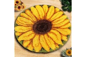 YAKOLECI Latch Hook Kits for Adults DIY Shaggy Crochet Rug Kit for Home Decoration Festival Gift (20inX2in Sunflower)