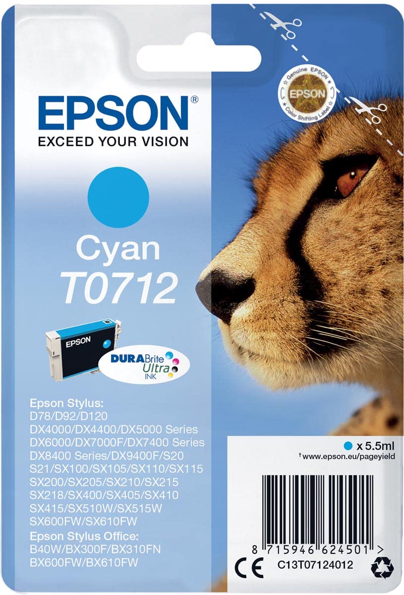 Epson Inkjet Cartridge T071 Group T0712 5.5 ml Cyan