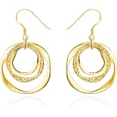 Hypoallergenic Sterling Silver Circle &amp; Dangle Earrings Geometric Boho Style Jewelry for Women-Lightweight &amp; Dangling-Gift for Bohemian Fashionistas