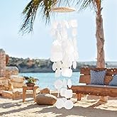 MUMTOP Shell Wind Chimes for Outside Clearance, Tropical White Capiz Shell Wind Chime for Patio,Indoor,Outdoor,Garden,Yard,Coastal,Beach Decor or Gifts for Women,Girl
