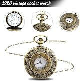 Grantop 1920s Gatsby Mens Costume Kit Panama Hat Suspenders Pocket Watch view 3