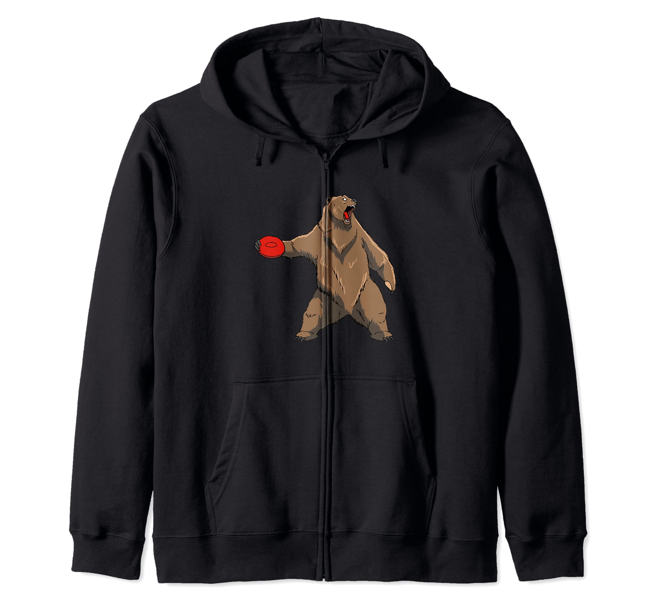 Disc Golf Grizzly Brown Bear - Frolf Frisbee Golf Zip Hoodie