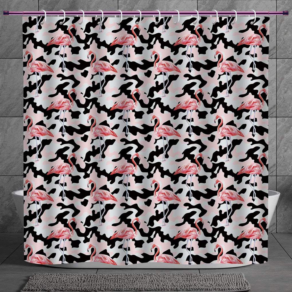 Stylish Shower Curtain 2 0 Camo Watercolor Pink Flamingo Print