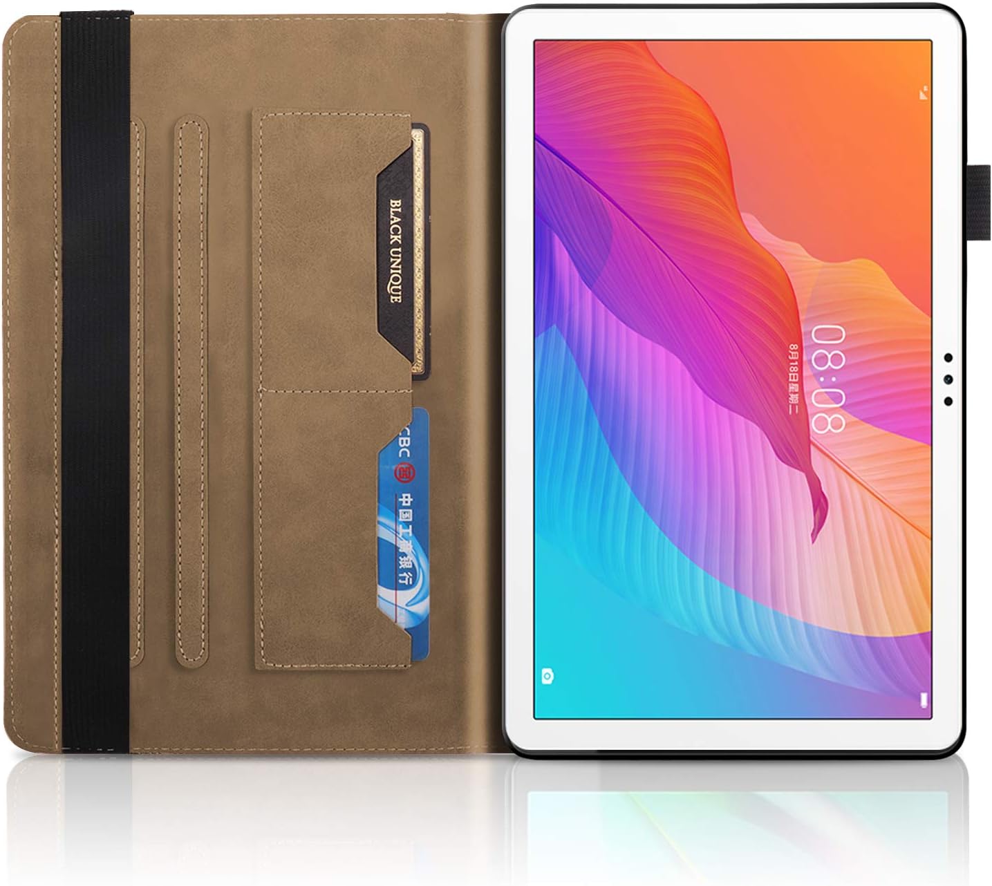 CaseFun Case for Huawei MatePad T10S T10 2020 tablet Slim PU Leather Life Tree Pattern Flip Wallet Stand Cover Anti Slip with Pencil Card Holder,Huawei MatePad T 10S/T 10 Brown - Image 3