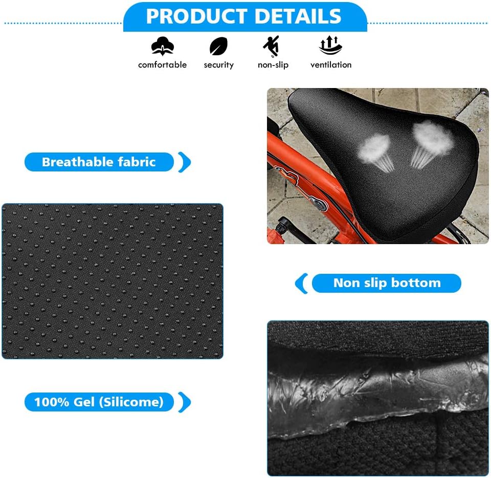Hoobbii Bike Accessories for Kids, Contain Child Bike Gel Seat Cushion、Kids Bike Bell and Kids Bike Streamers，Suitable for Children's Bicycles seat up to 8.5x6.5 inches(Black) : Sports & Outdoors
