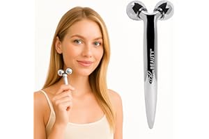 PLUM BEAUTY Contouring Dual Ended Silver Face Roller for Wrinkles and Lifting, - Face Rollers for Women, Men - Facial Roller supports lymphatic drainage, Skin Care Beauty Massager Facial Tool for Self Care