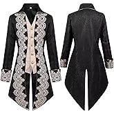 Inmeilifus Men's Medieval Costume Halloween Renaissance Steampunk Jacket Tailcoat Vintage Gothic Tuxedo Victorian Costume