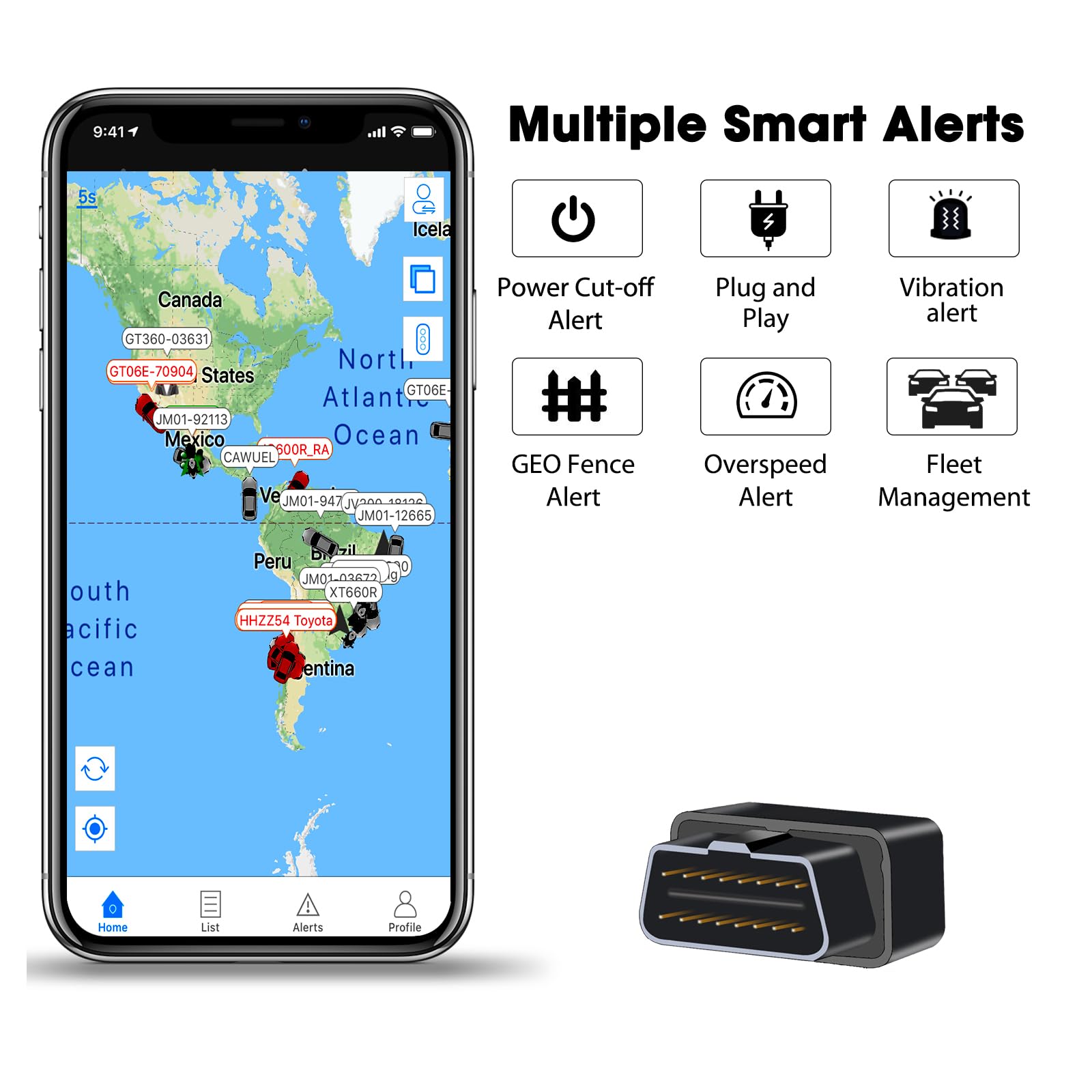 Mini OBD GPS Tracker for Vehicle, OBDⅡ 16PIN Real-time Tracking Device, Multi-Alert for Car, Truck -Subscription Required