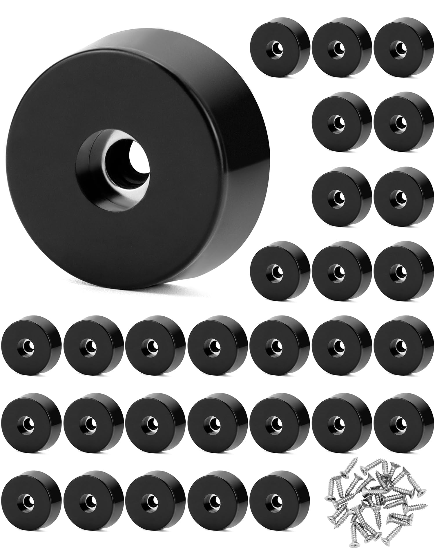 QWORK® 30PCS Rubber Feet for Furniture with 304 Stainless Steel Screws, Non-slip and Wear-resistant Furniture Leg Rubber Protectors for Various Furniture, 25 x 23 x 9mm
