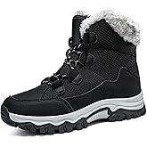 Umerigo Snow Boots Women Mid-Calf Warm Waterproof Anti-Slip Ankle Boots Winter Lace-up Booties Deep Tread Rubber Sole Faux Fur Lined Hiking Outdoor Comfortable