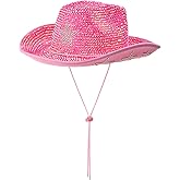 Tisancy Rhinestone Cowboy Hats Cowgirl Hat for Women Fits 58 cm/L Western Disco Hat for Carnival Wedding Costume Party