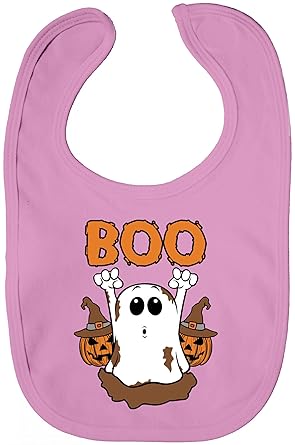 Partner Gruppen Ghost Lätzchen Baumwolle Baby Bib Jungen Mädchen Halloween Boo, Größe: onesize,Bubble Gum Pink