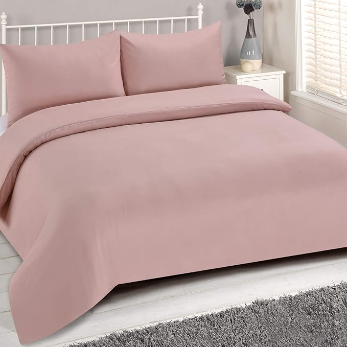 Brentfords Plain Duvet Set, Double, Blush Pink Amazon.co.uk Kitchen