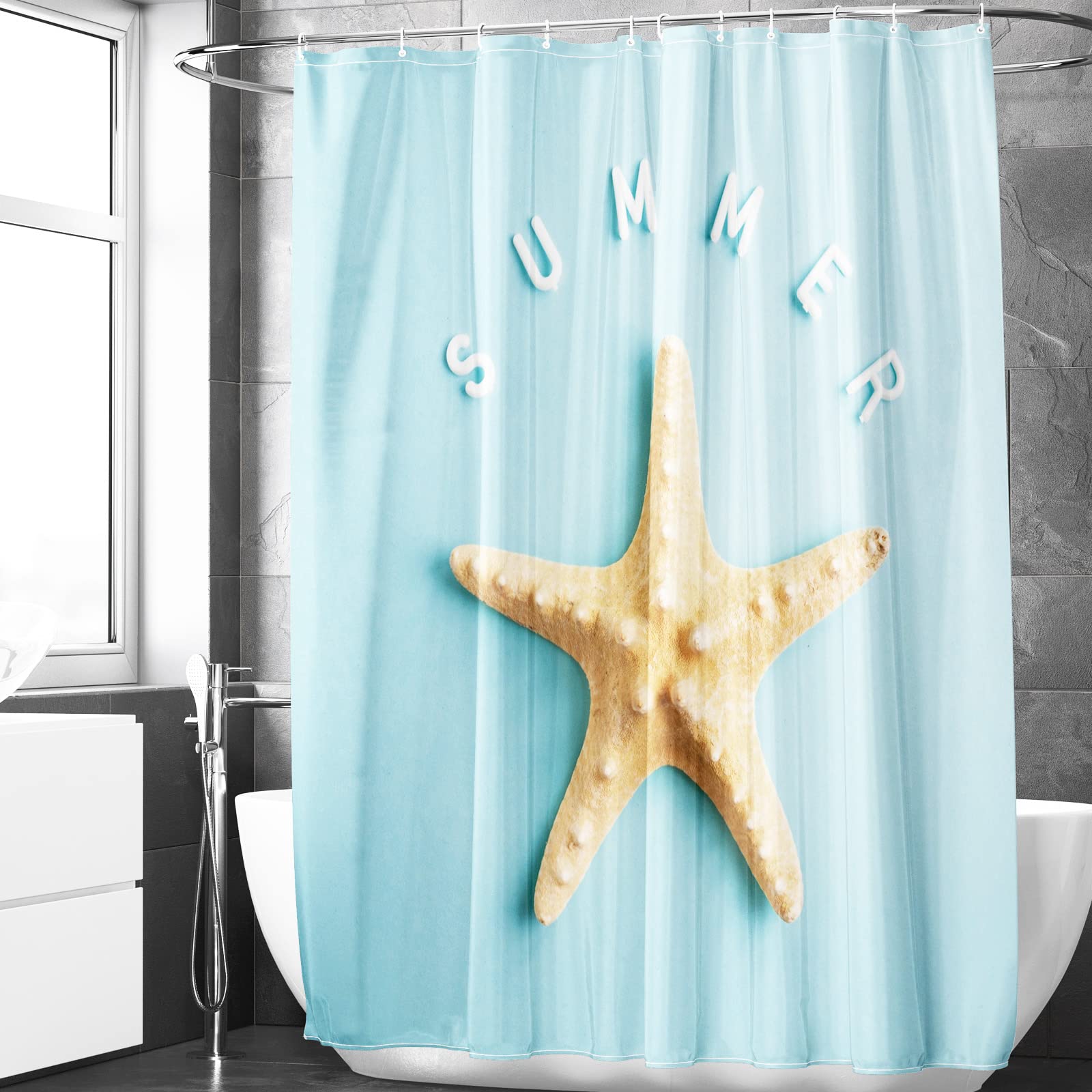 Berkin Arts Bathroom Shower Curtain Set 70x70 Inch Waterproof Polyester with Hooks Photorealism Starfish