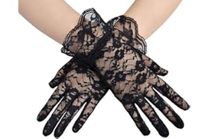 AWOCAN Women's Lace Elegant Short Gloves Courtesy Summer Gloves for Wedding Party and Tea Party Prom Evening Gloves
