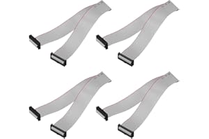 MECCANIXITY 4 Pcs IDC Flat Ribbon Cable, 2mm Pitch 24mm Width 30cm Long 24 Pin FC to FC Flat Ribbon Connector Jumper Wire for