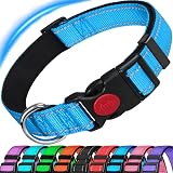 ATETEO Dog Collar Reflective Adjustable Neoprene Padding Nylon Strap M-L