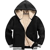Kissonic Men's Polar Fleece Jacket Sherpa Lined Zip Up Hoodie Warm Winter Casual Hooded Sweatshirt with Pockets