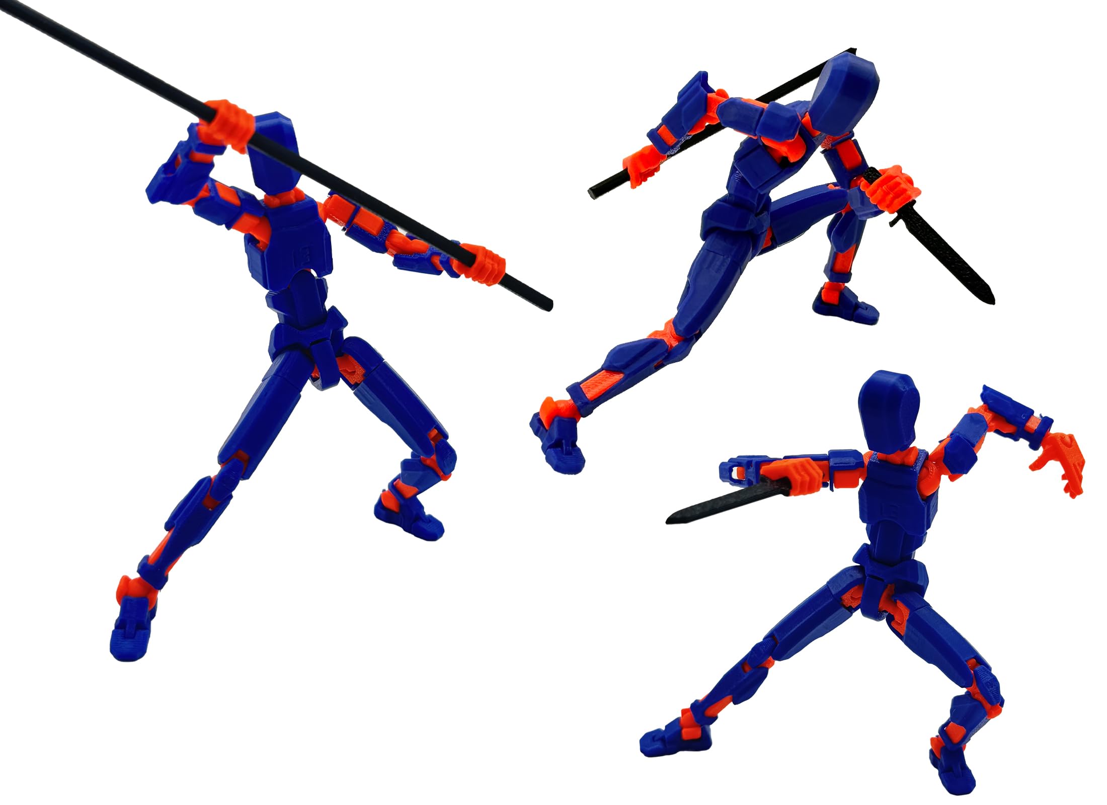 3D Printed 5.54-inch Multi-Jointed Action Figures Dummy13, Full Body Mechanical Movable Toy, Multiple Accessories, Hand Painted Figure, Desk Decoration, Creative Gifts (A-Dark Blue)