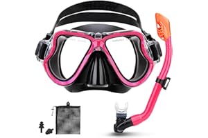 CTSAYTL Kids Snorkel Set for Ages 6-14, Snorkeling Gear for Kids with Dry Top Snorkel Anti-Leak Anti-Fog Panoramic View Snorkel Mask, Boys Girls Junior Kids Snorkeling Set for Swimming Snorkeling