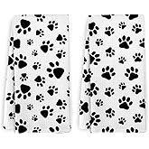 KFXHANGD Dog Paws Kitchen Towels Set of 2, Dog Mom Gifts, Cute Dogs Paw Decorative Hand Tea Towels for Bathroom Kitchen, Dog Lovers Gifts for Women, 16×24 Inches