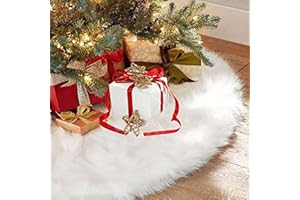 CHICHIC 48 inch Christmas Tree Skirt Faux Fur Xmas Tree Skirt Christmas Decorations Holiday Tree Ornaments Tree Decoration for Christmas Home Decorations, Xmas Party Holiday Decorations, Snow White