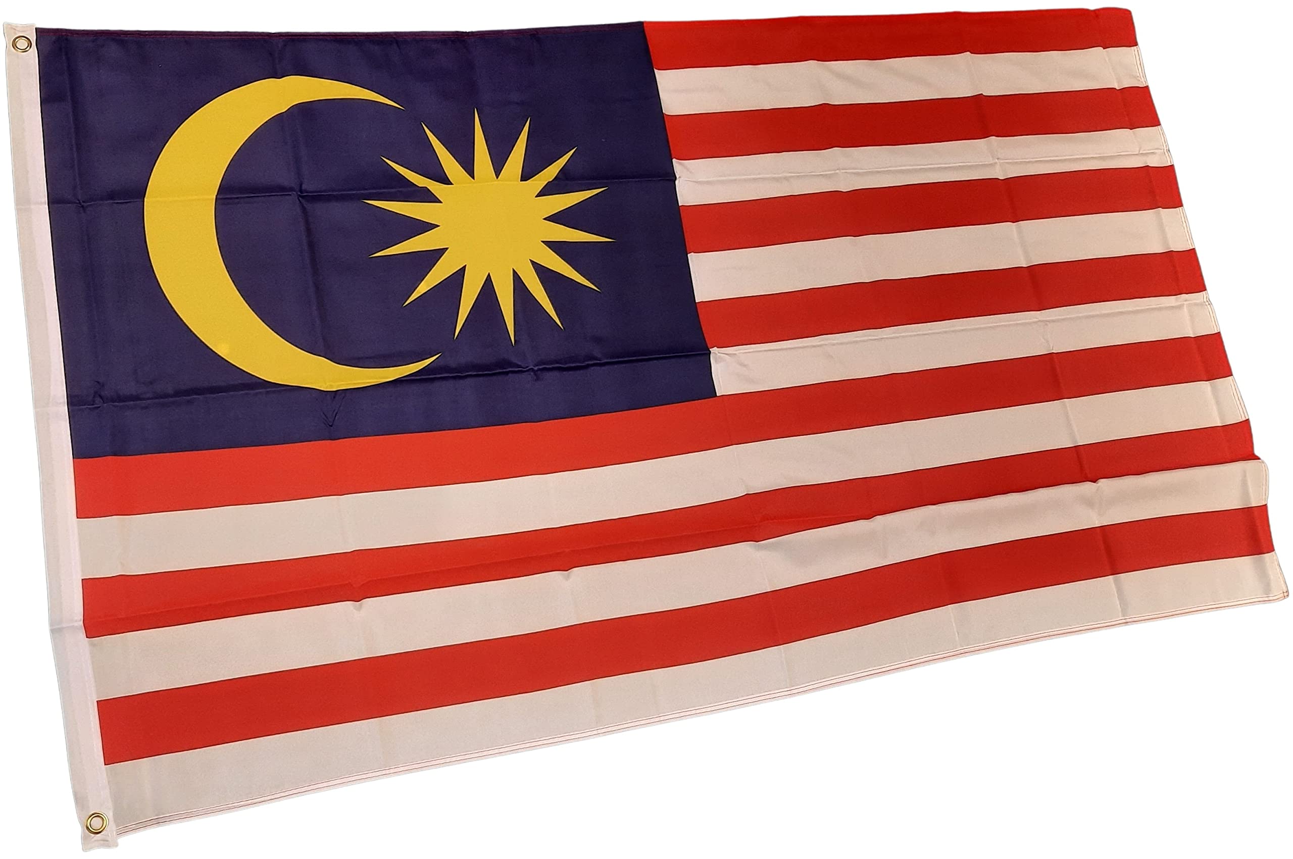 NWFlags Malaysia Flag 5ft x 3ft 75d Premium Polyester Suitable For Flagpoles | Strong Polyester 5x3 foot material Malaysian flag with Eyelets