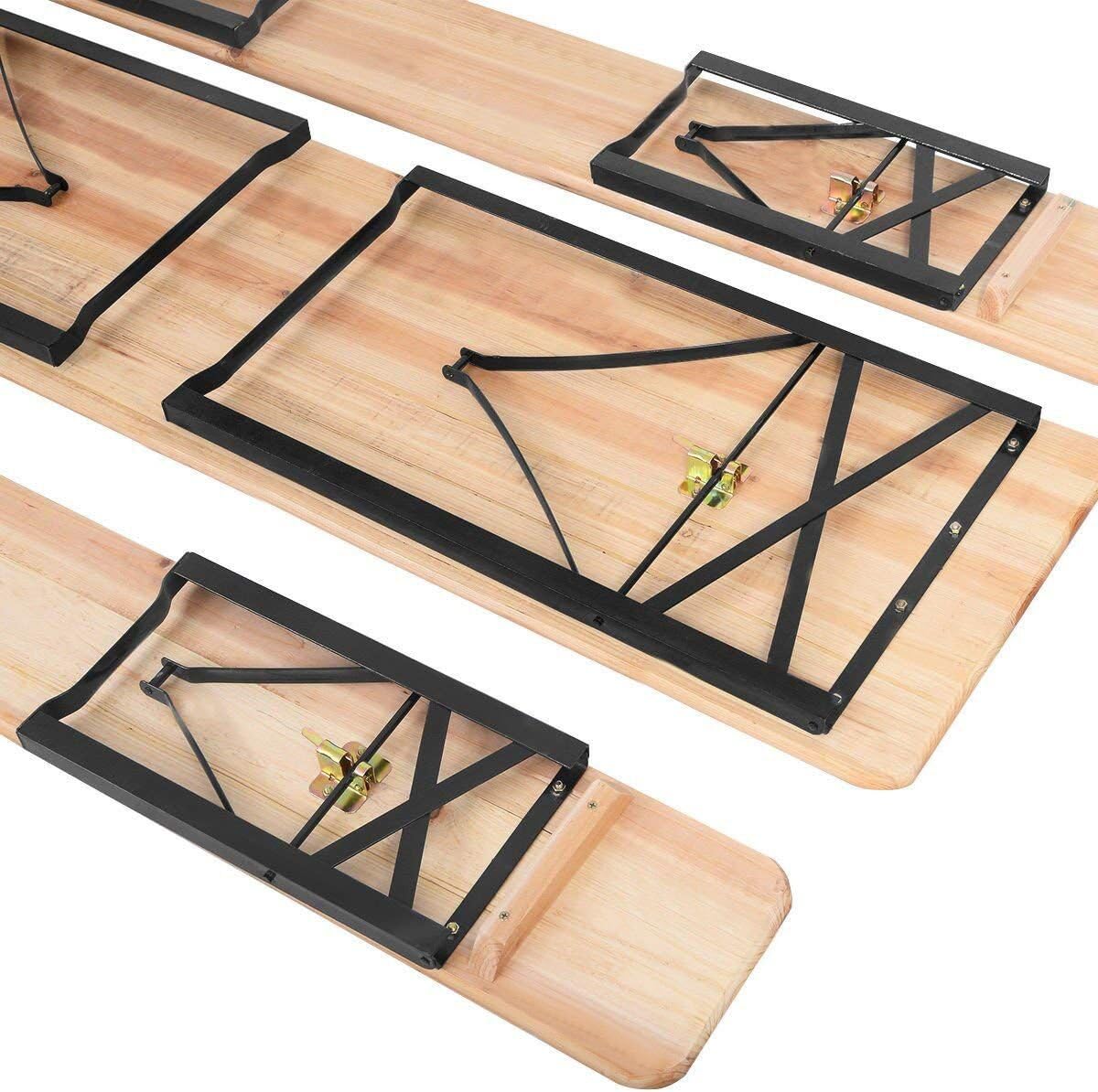 Giantex 70” 3-Piece Portable Folding Picnic Beer Table with Seating Set Wooden Top Picnic Table for Patio Outdoor Activities Garden Use, 30” Table Height: Kitchen & Dining