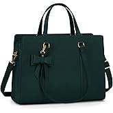 Laptop Bag for Women 15.6 inch Laptop Tote Bag Waterproof Leather Computer Bag Large Lightweight Briefcase Professional Business Work Bag Dark Green
