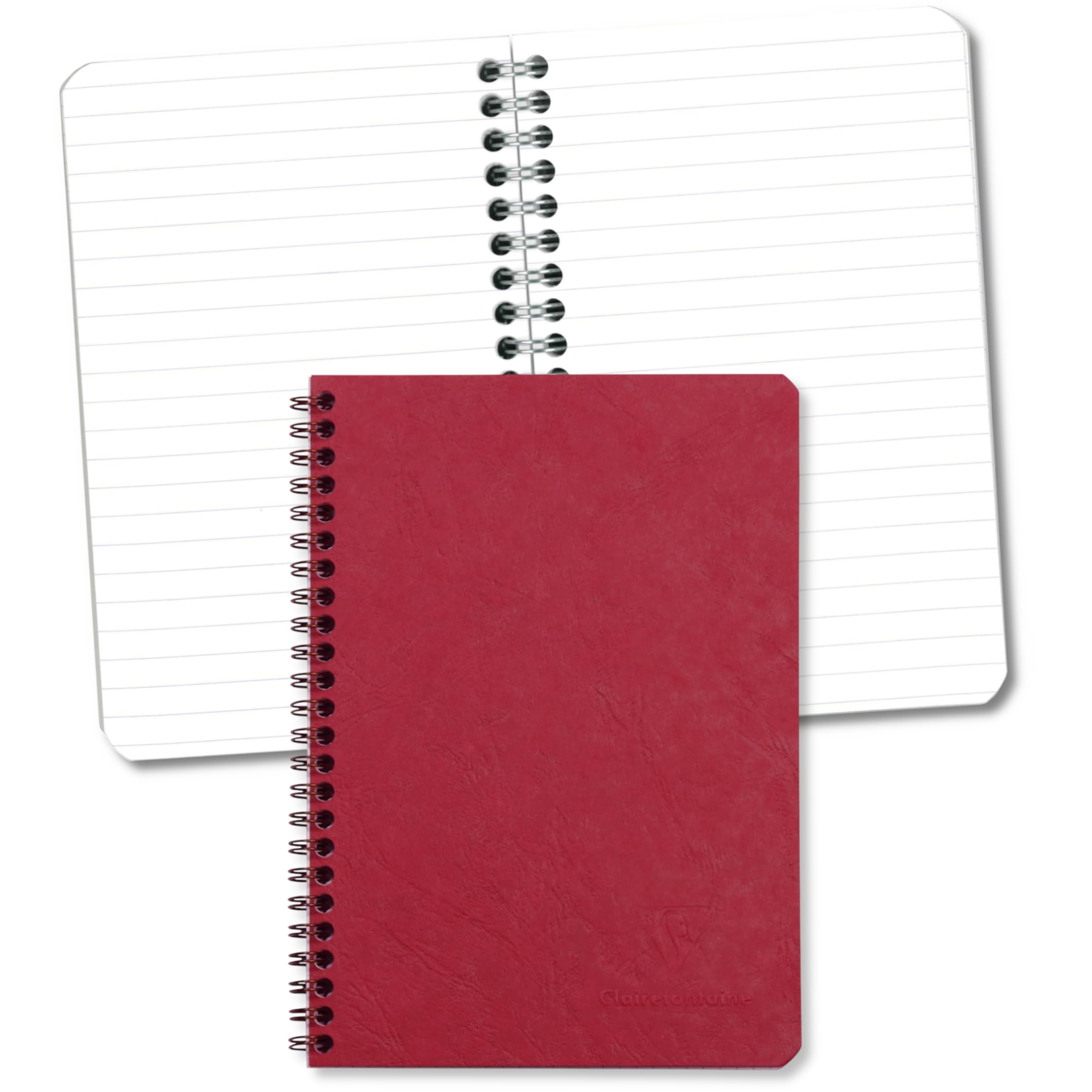 Clairefontaine 785362C Collection Age Bag - Red Spiral Notebook - A5 14,8 x 21 cm - 100 Lined Pages - White Paper 90 g - Glossy Card Cover Leather Grain
