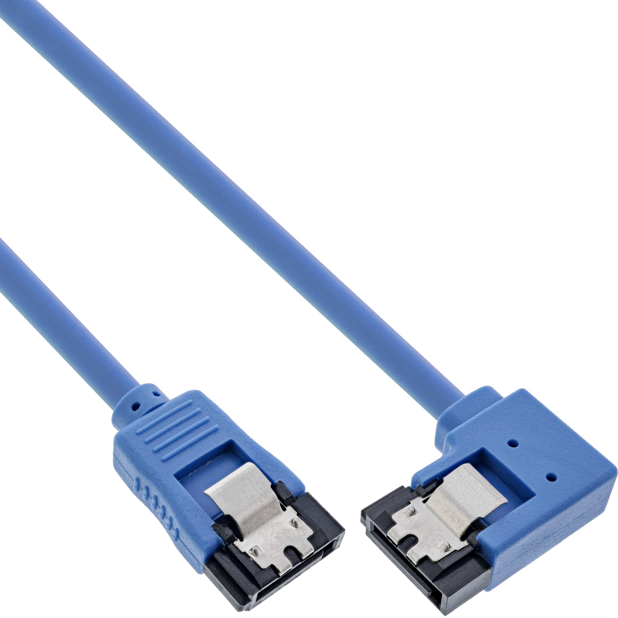 InLine 27705R SATA 6Gb/s Connection Cable Round Angled Right Blue with Tab 0.5 m 1 Pezzo