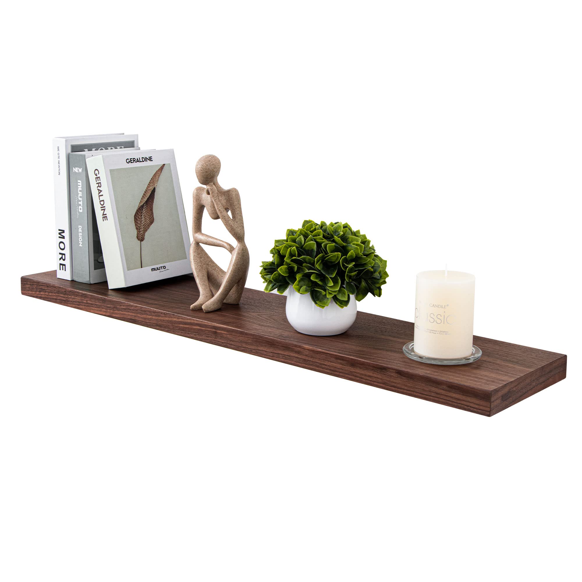 Photo 1 of Fun Memories 36" x 8" Floating Shelves for Wall, 8 Inch Deep Wall Shelf for Home Decor, Rustic Wood Shelves, Deep Storage & Display Shelves for Living Room, Bedroom, Kitchen, Set of 1
