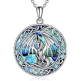 LUHE Sterling Silver Dragon/Wolf/Phoenix/Hummingbird/Horse/Unicorn Religious Pendant Necklace for Women Oxidized vintage Celtics Necklace Jewelry Christmas Gifts