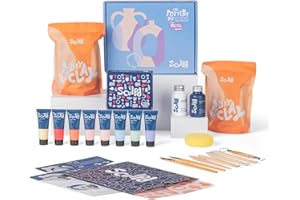 Sculpd - The Original Pottery Kit - Complete Air Dry Clay Kit for Adults Includes Sculpting Tools, Varnish, Paint Brushes, Guides, Arts & Crafts Sets, Gloss Varnish with Pastel Tones