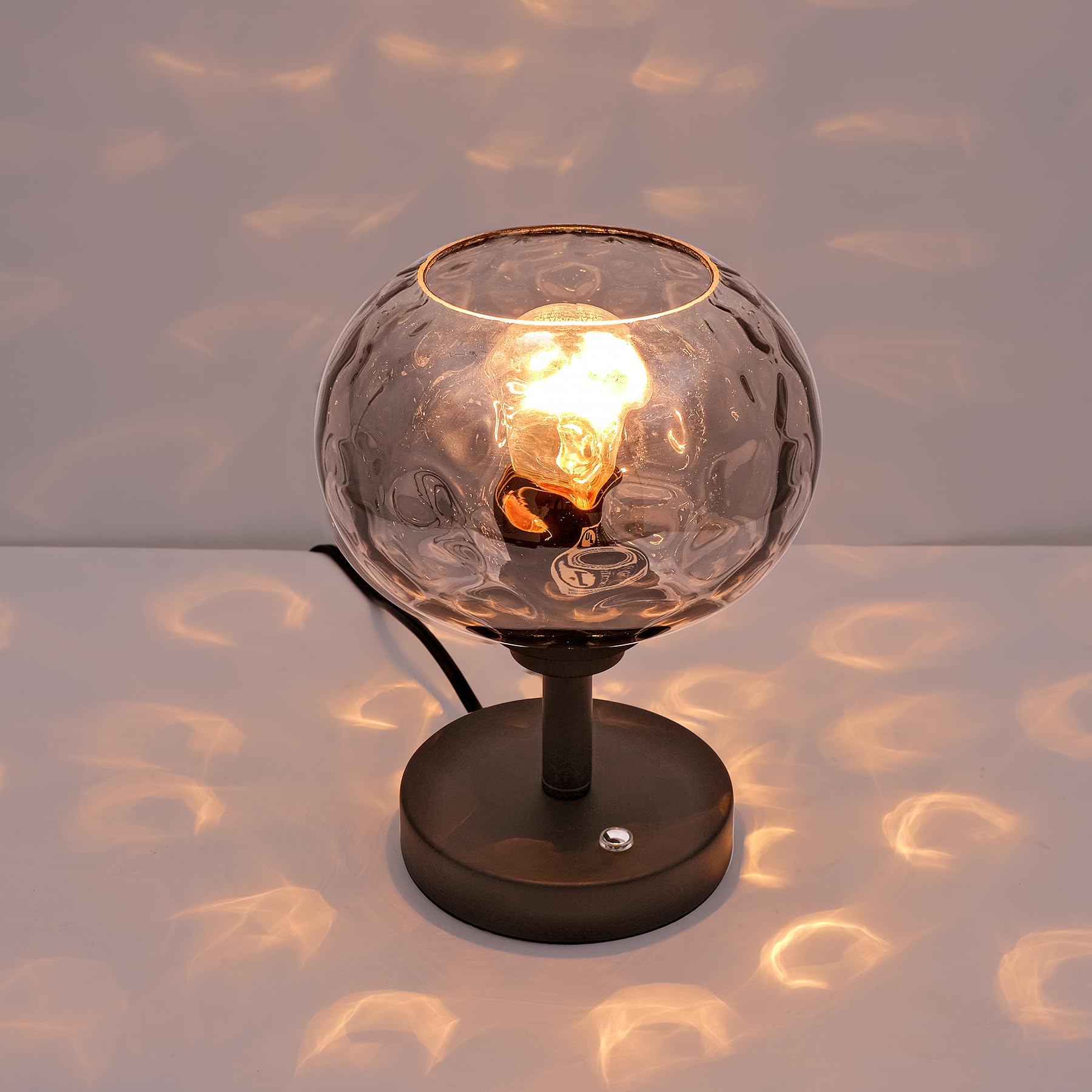 Photo 1 of Wrlmfy Touch Control Hammered Glass Table Lamp Matte Black Portable Dimmable Brightness Small Nightstand Light 3-Way Stepless Dimming Bedside Bedroom Living Room