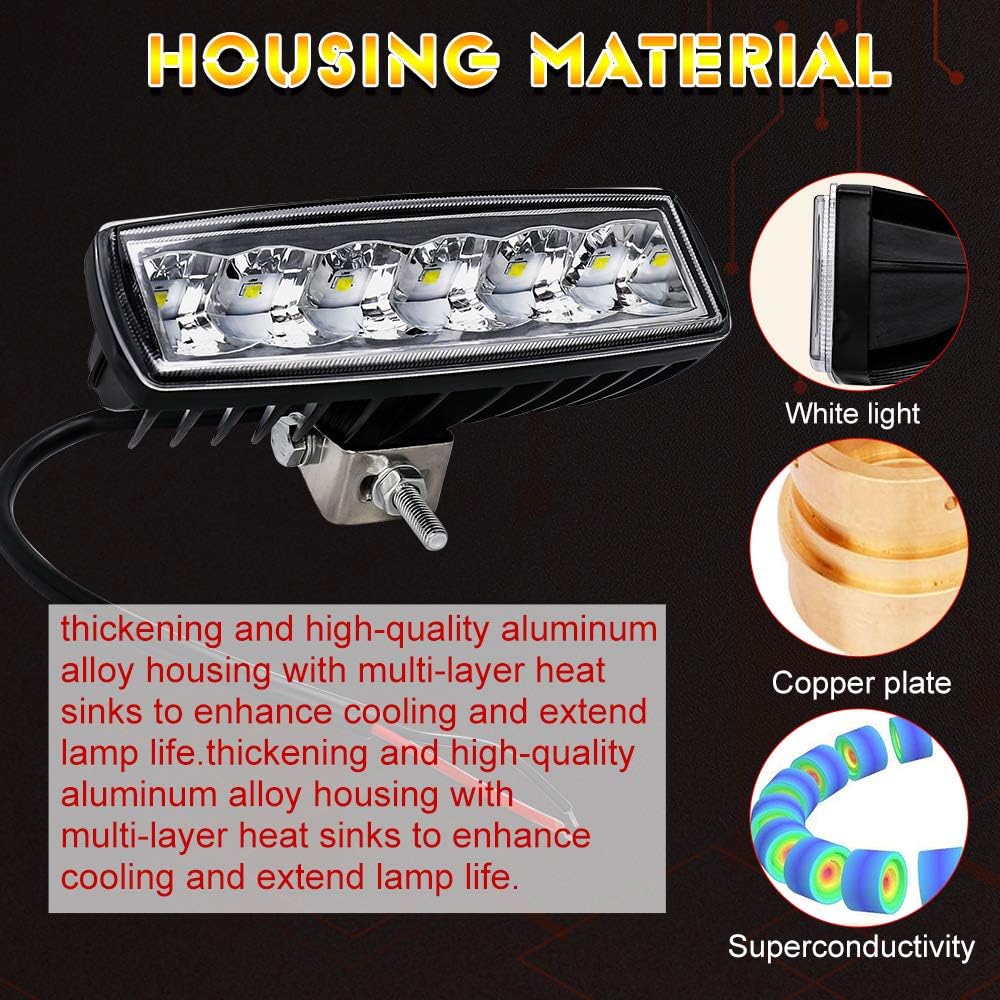 CO LIGHT Pair LED Fog Lights 6inch White Driving Work Light Bar Spot Special Light Cup High Power Off Road Lights for Truck Jeep Tractor 4x4 Boat ATV SUV UTV Car: Automotive