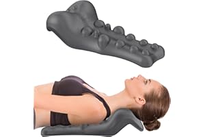 FANLECY Neck and Shoulder Relaxer with Upper Back Massage Point, Cervical Traction Device Neck Stretcher for TMJ Pain Relief and Cervical Spine Alignment Chiropractic Pillow (Grey)