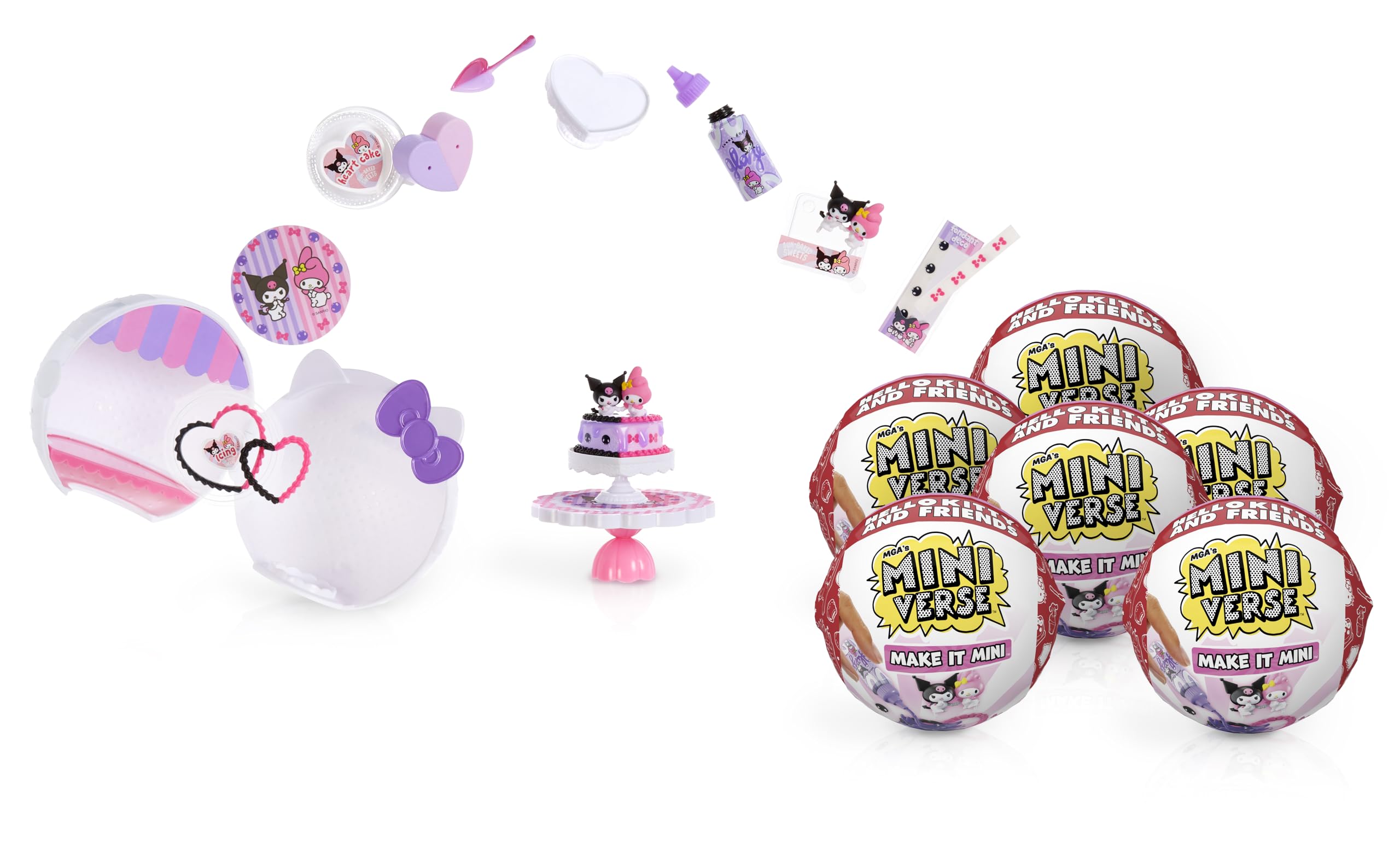 MGA's Miniverse Make It Mini Hello Kitty and Friends Series 2 (6 Pack) Mini Collectibles, Sanrio, Mystery Packaging, DIY, Crafts, Resin Play, Replica Food, Plants, NOT Edible, 8+
