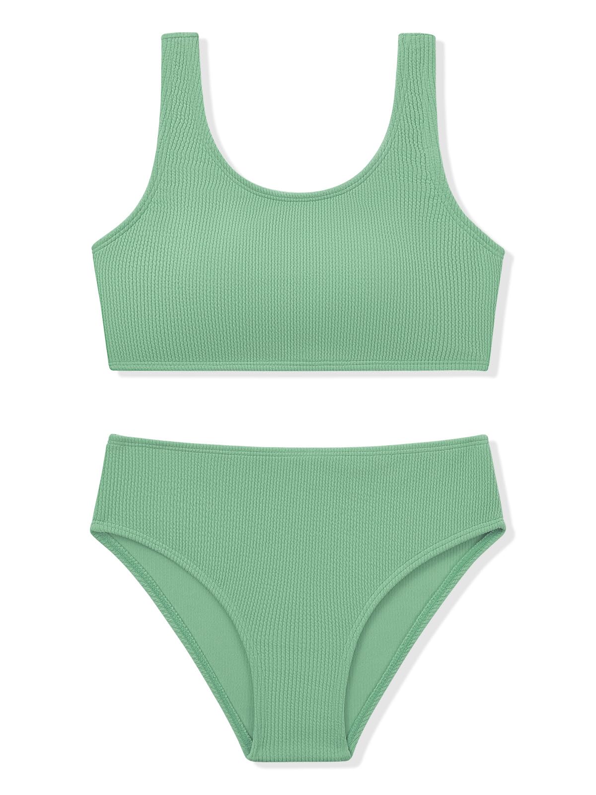 Photo 1 of URMAGIC Girls Two Piece Swimsuits Ribbed Bikini Sets Swimming Bathing Suit Beach Sport Athletic Teen Girls Swimwear