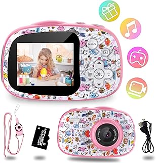 BJLBOJEY Kinder Kamera, 12MP 1080P HD Video Digitalkamera für Kinder, 2,0 Zoll-Display mit 32GB TF-Karte,MP3/MP4/Spiele,Fotoapparat Kinder Geschenk für 4-12 Jahre alte Jungen und Mädchen, Mini-Rosa