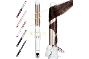 HC HONEY COCO Rotating Curling Iron, 1.1 Inch Professional Automatic Hair Curler for Long, Medium, and Short Hair, Fast-Heating Curling Wand for Effortless Waves and Curls, (White)