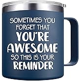 Abledn Christmas Gifts for Men - Sometimes You Forget You're Awesome Mug, Inspirational Birthday & Holiday Presents for Men, Him, Dad, Guy - 14Oz Navy Blue
