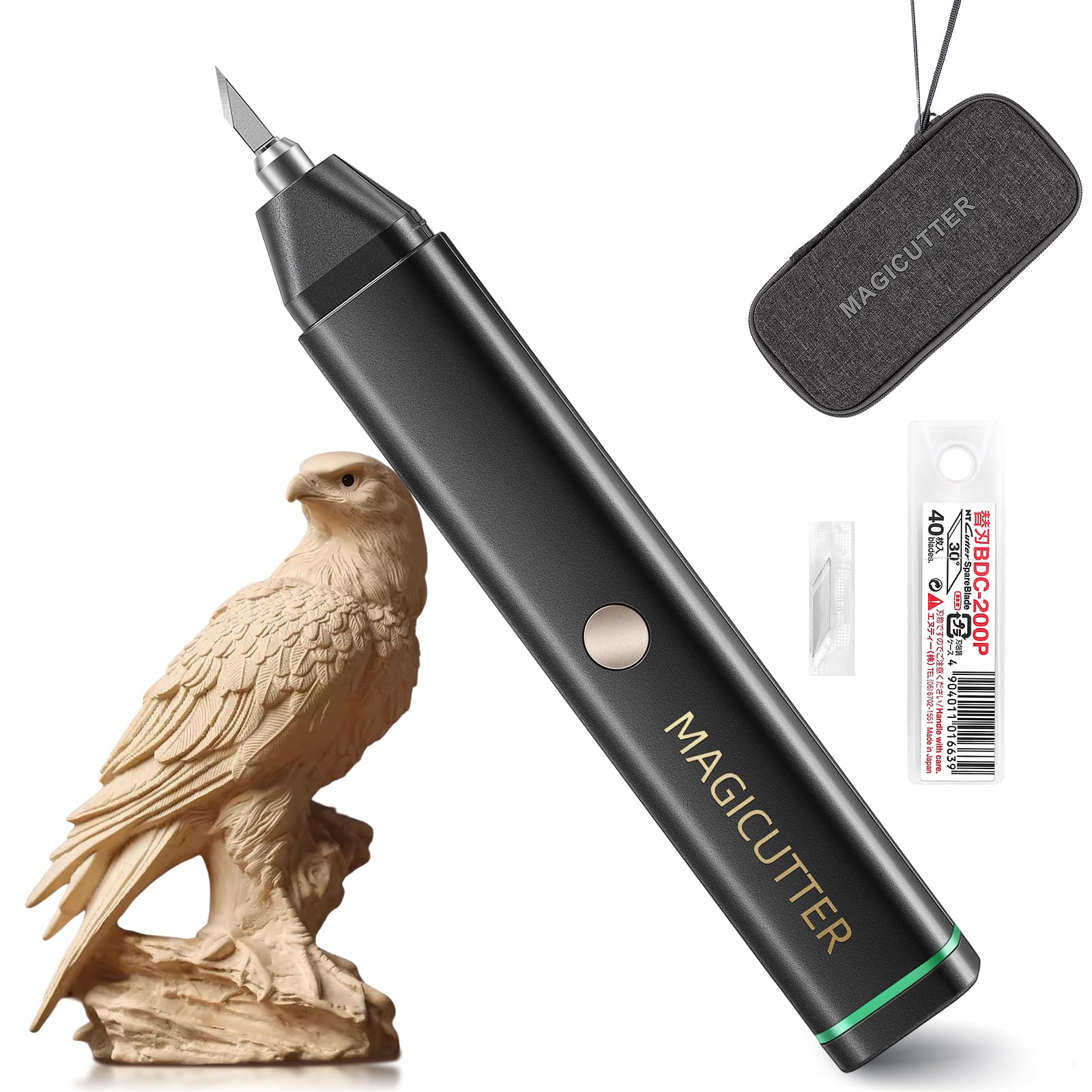 Photo 1 of Bonvoisin Ultrasonic Cutter Knife Handheld 30W 40KHz with 40 Replacement Blades, Charger, Carrying Case for Plastic, Acrylic, Carbon Fiber Sheets, Thin Wood, Thin Circuit Boards, 3D Printed Models