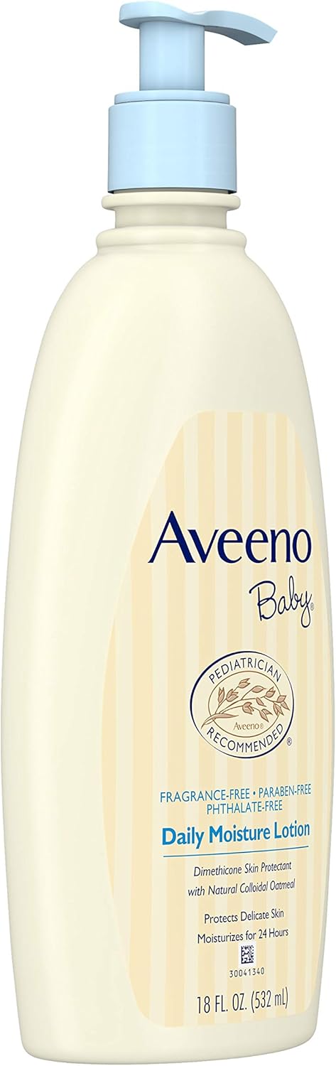 Aveeno Baby Daily Moisture Lotion for Delicate Skin with Natural Colloidal Oatmeal & Dimethicone, Hypoallergenic, Fragrance-, Phthalate- & Paraben-Free, 18 fl. oz : Body Lotions : Health & Personal Care