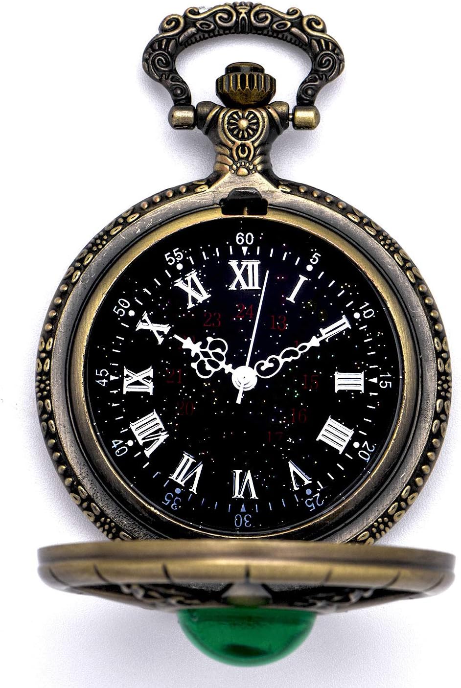 Steampunk Vintage Pocket Watch,Cat's Eye Quartz Pocket Watch 14'' Chain for Xmas Teacher Day Gift