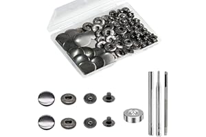 BetterJonny 24 Sets Heavy Duty Leather Snap Fasteners Kit, 20mm Metal Snap Buttons Press Studs Leather Rivets Snaps with 4 Se
