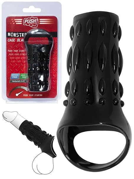 Push Monster - Cock Cage Schwarz, dehnbare Penishülle