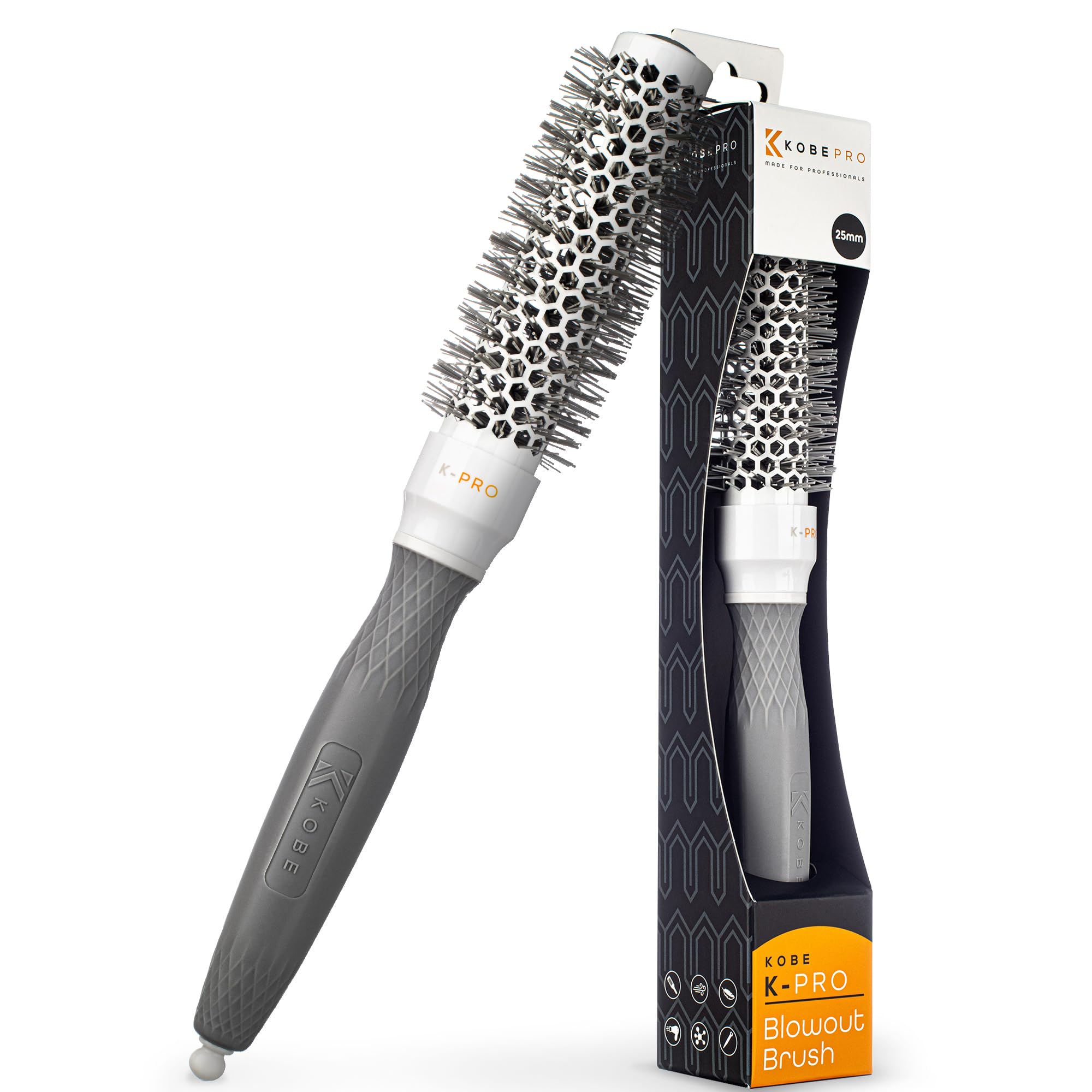 K-Pro 25mm Radial Ceramic & Ionic Hair Brush for Blowout & Blowdry - Professional Blow Dry Brush for Salon-Quality Results, Enhance Volume and Shine, Ideal for All Hair Types