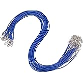 MECCANIXITY 30pcs 18 Inch Waxed Necklace Cord, 2mm Bulk Necklace String with 2 Inch Extension Chain Waxed Leather Cord Rope for Jewelry Making DIY Bracelet Pendant,Navy Blue